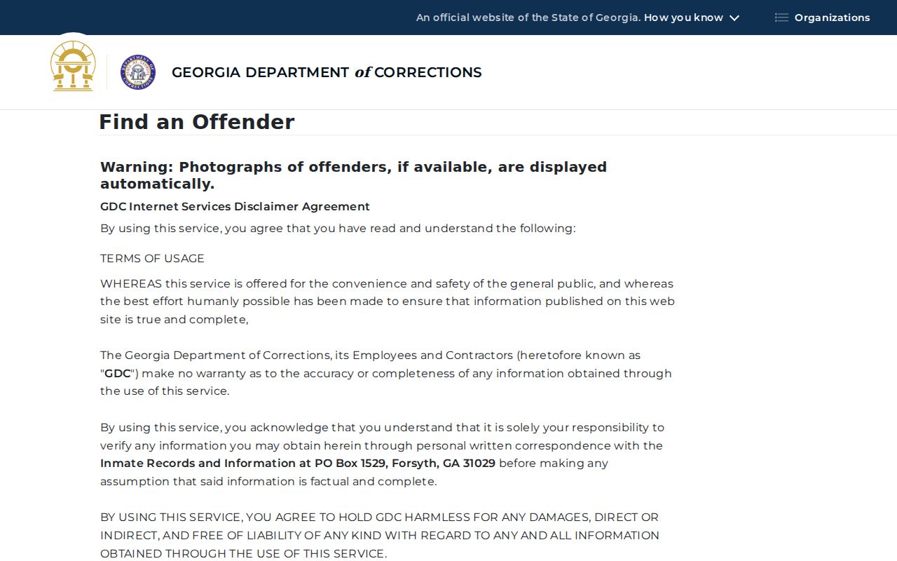 Bleckley County arrest search GDC offender query