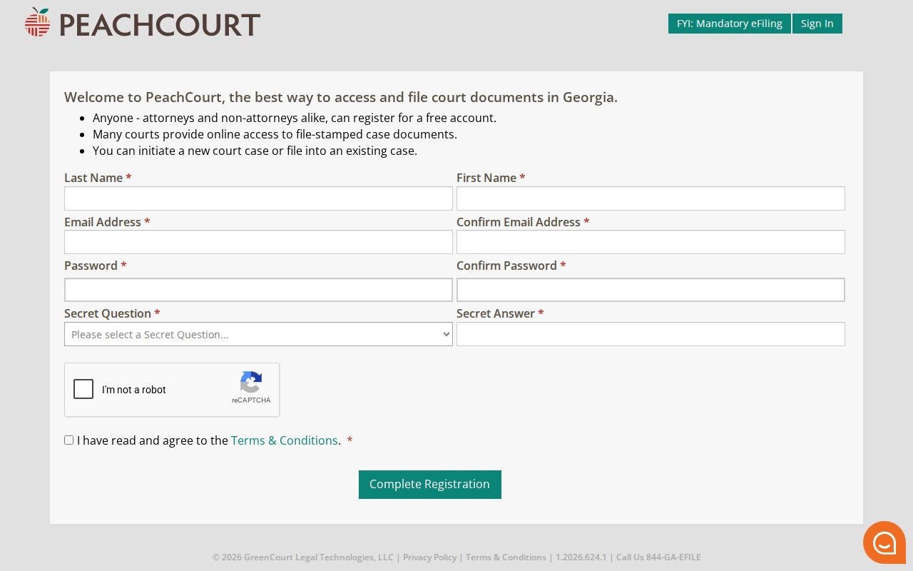 Bleckley County court case lookup PeachCourt account registration