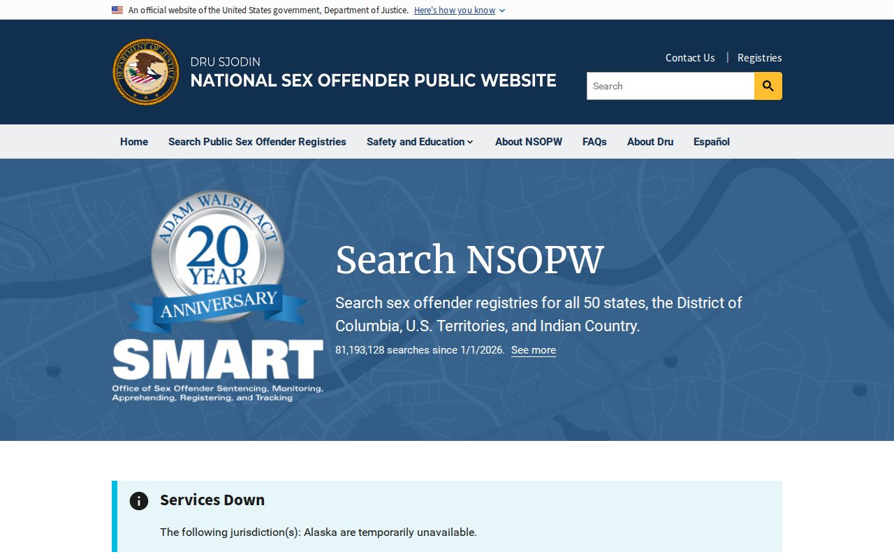 National Sex Offender Public Website used for searches beyond Bleckley County and Georgia