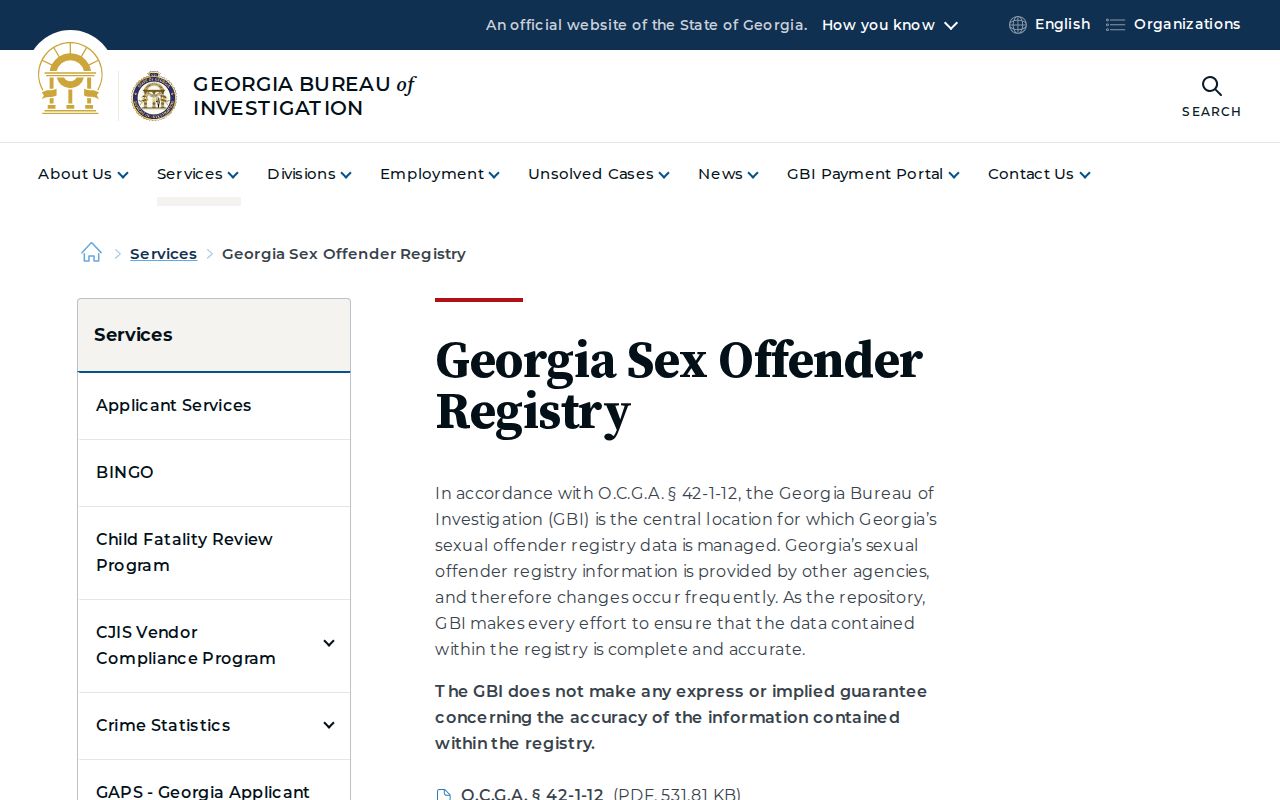 GBI Georgia Sex Offender Registry overview page for Bleckley County residents