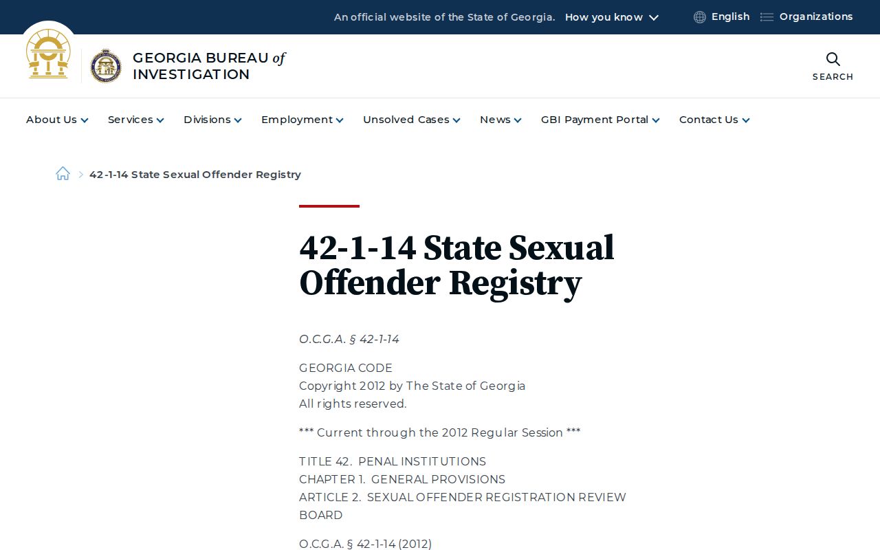 GBI Georgia risk classification information for Level I Level II and sexually dangerous predator designations