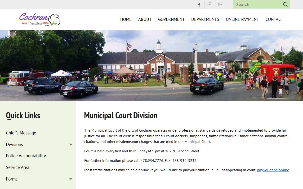 Cochran Municipal Court schedule and case information