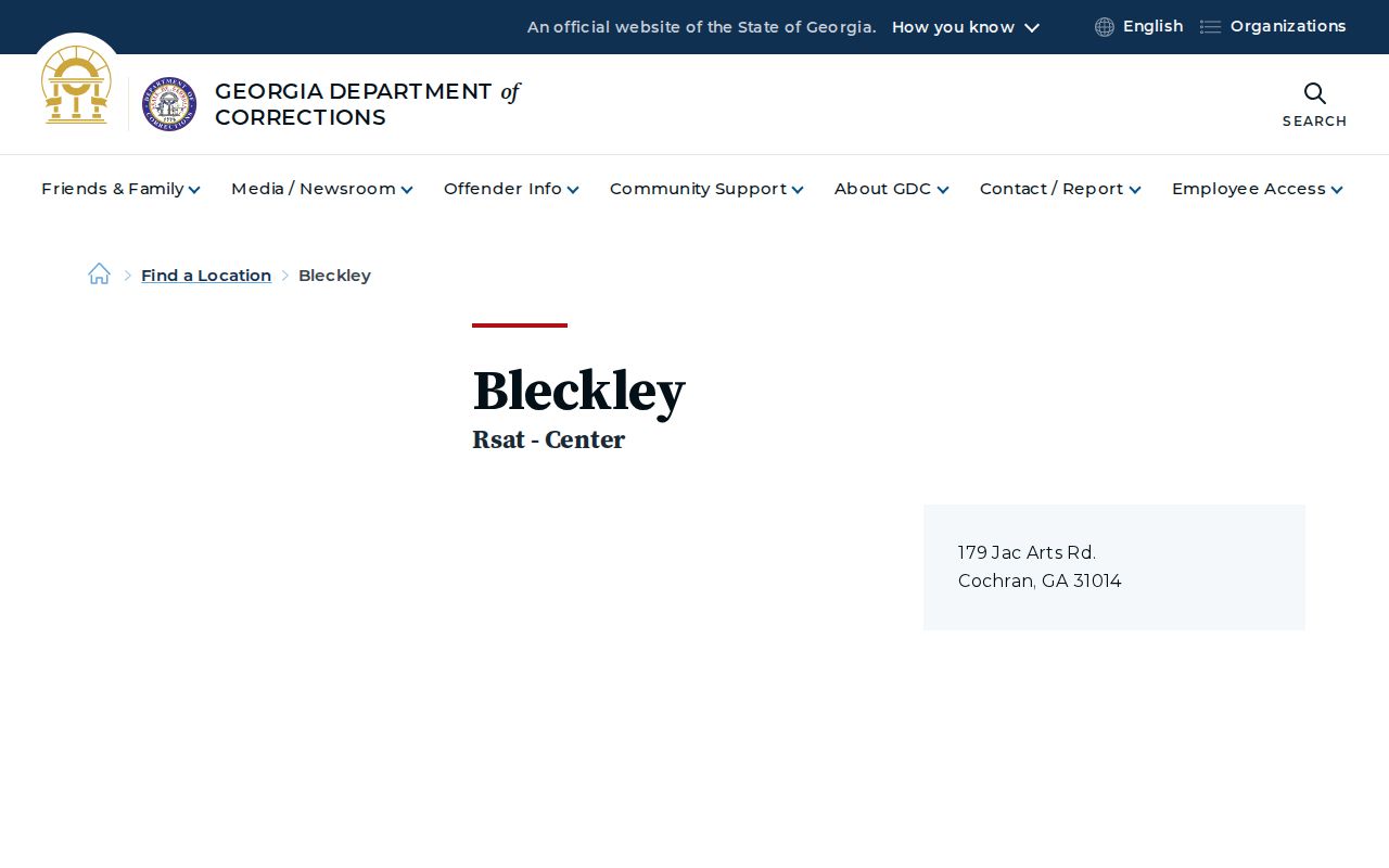Georgia Department of Corrections Bleckley RSAT Center